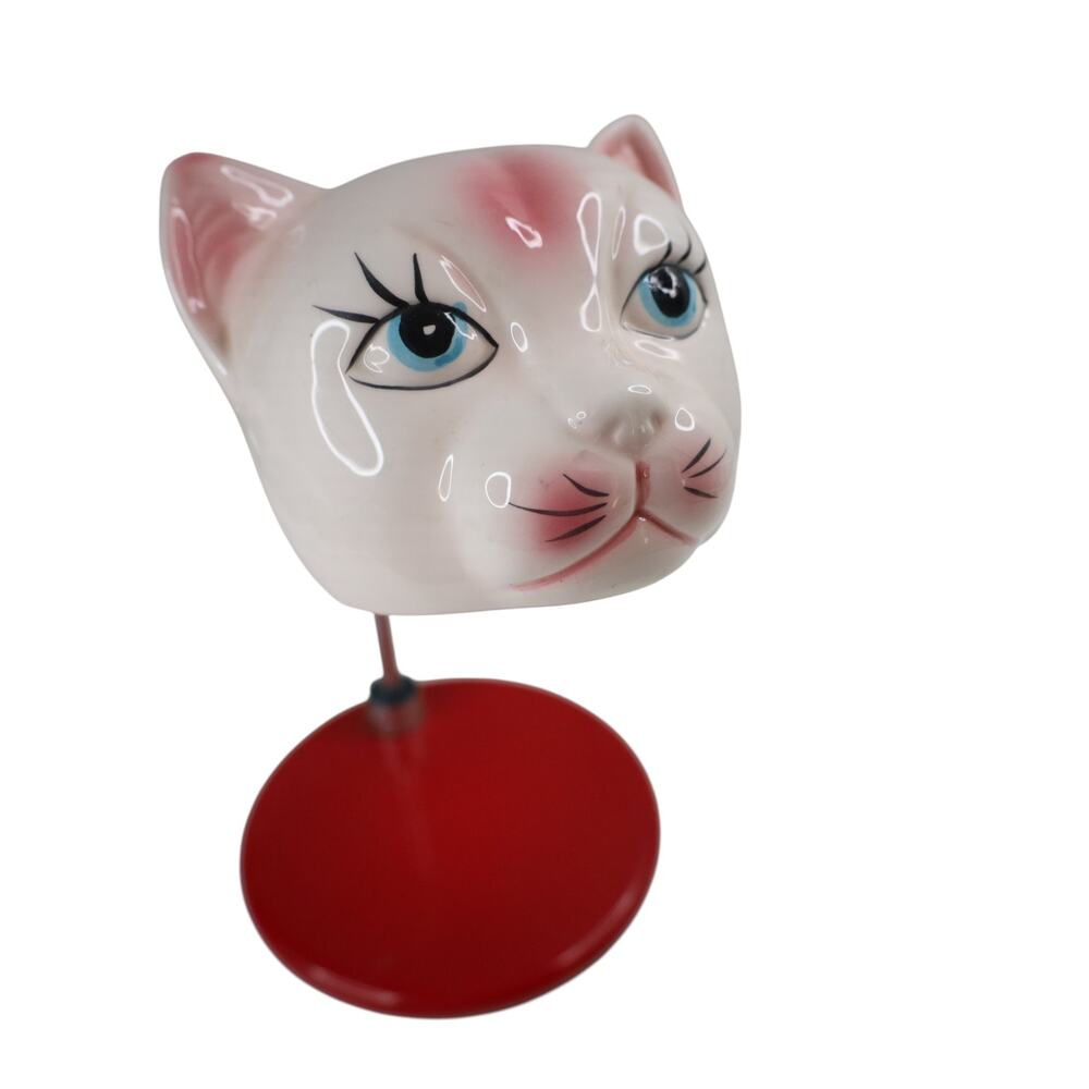 Vintage MCM Ceramic Cat Head Goose Neck Desk Lamp